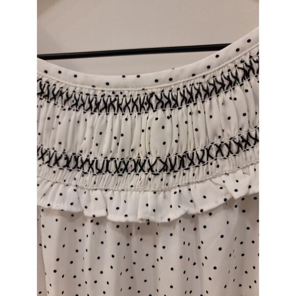 Loft Dotted Smocked Long Sleeve Blouse - Picture 4 of 7